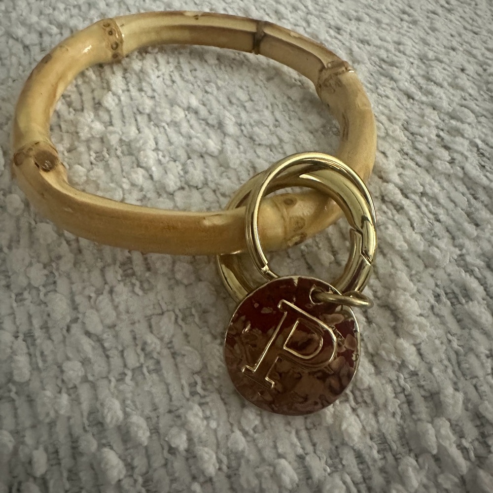 Bamboo Style Keyring with Inital - Picture 10 of 12